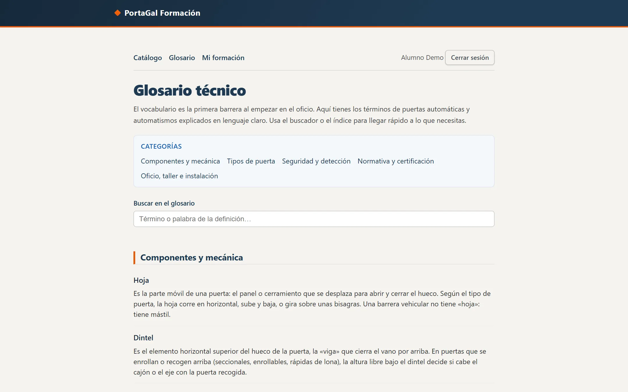 Glosario técnico del campus con los términos del oficio explicados para principiantes.